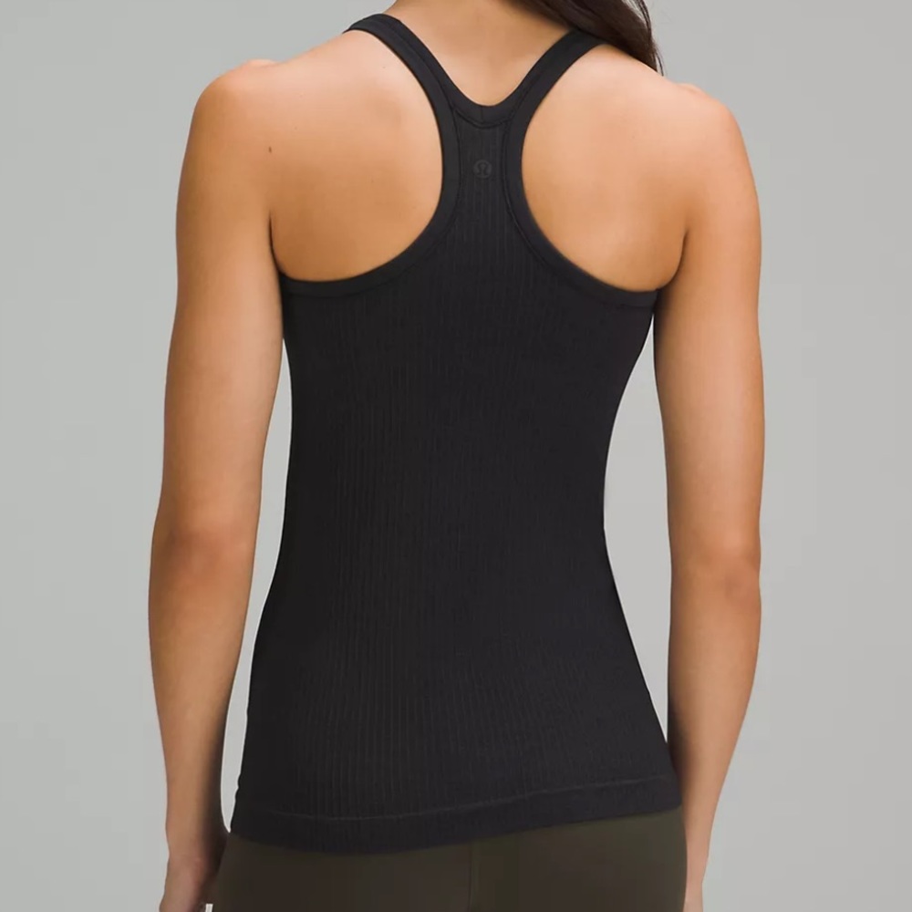 Lululemon Women Solid Black Ebb To Street Tank II Racerback Workout Bra Top 6
